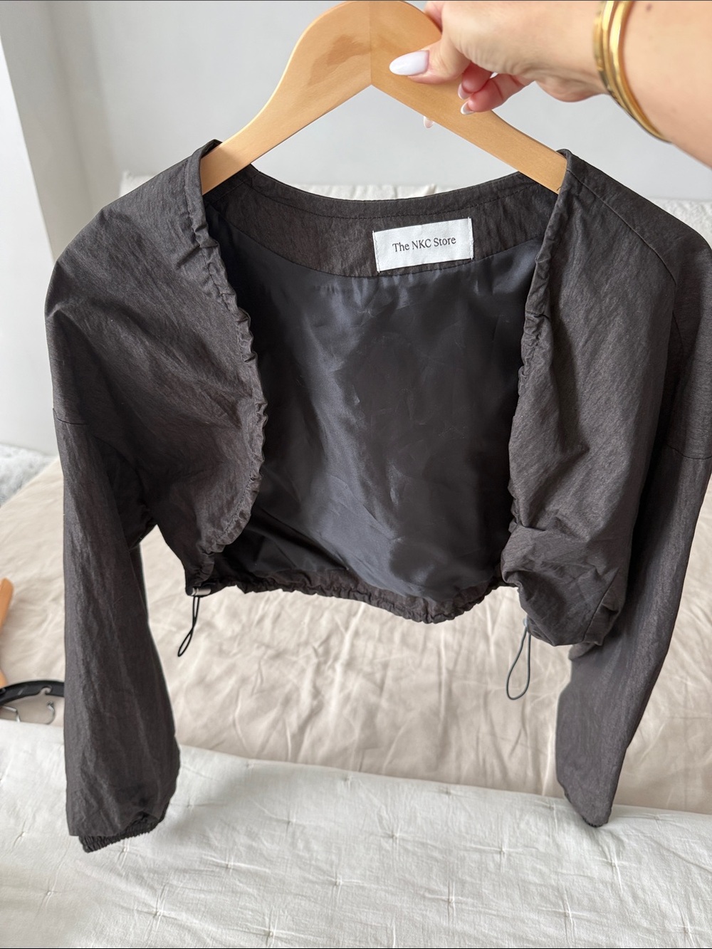 Black Cropped Open-Front Jacket